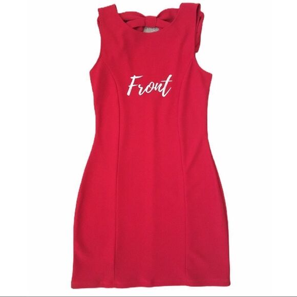 Venus Sleeveless Sheath Dress Keyhole Cut Out Bow True Red Women’s Size Medium - Picture 2 of 6